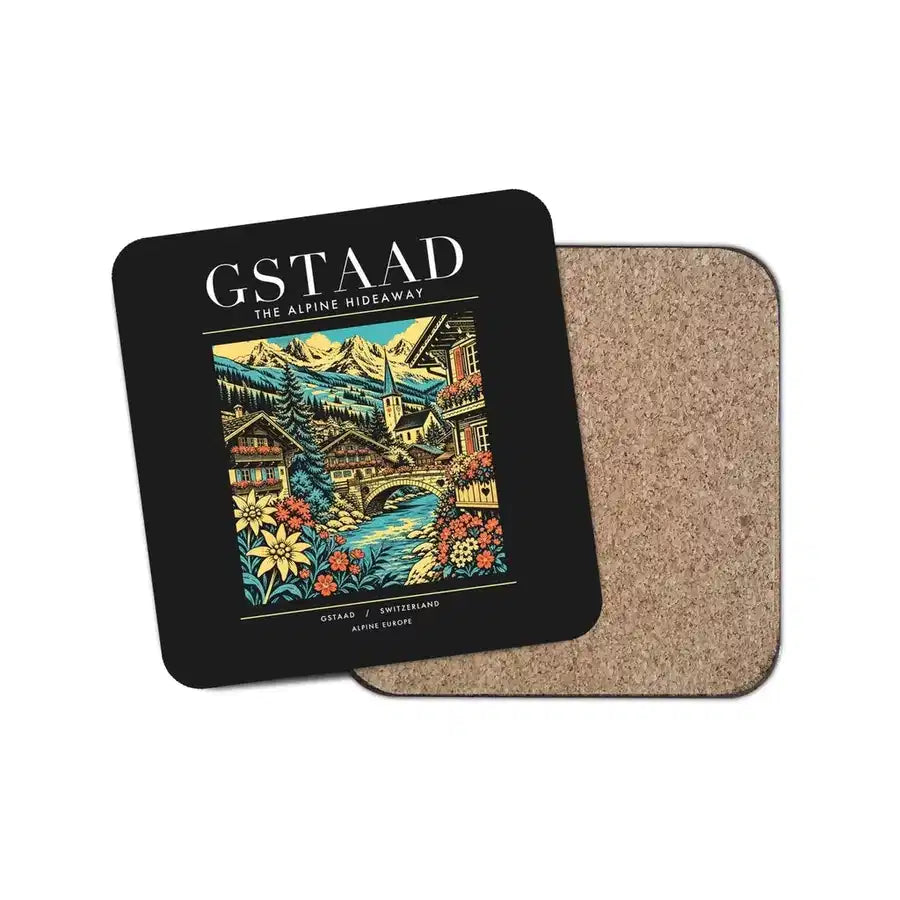 GSTAAD - Poster - Coaster - Black