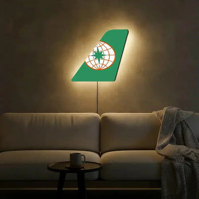 Eva Air aviation design on durable metal with LED aircraft tail wall art.