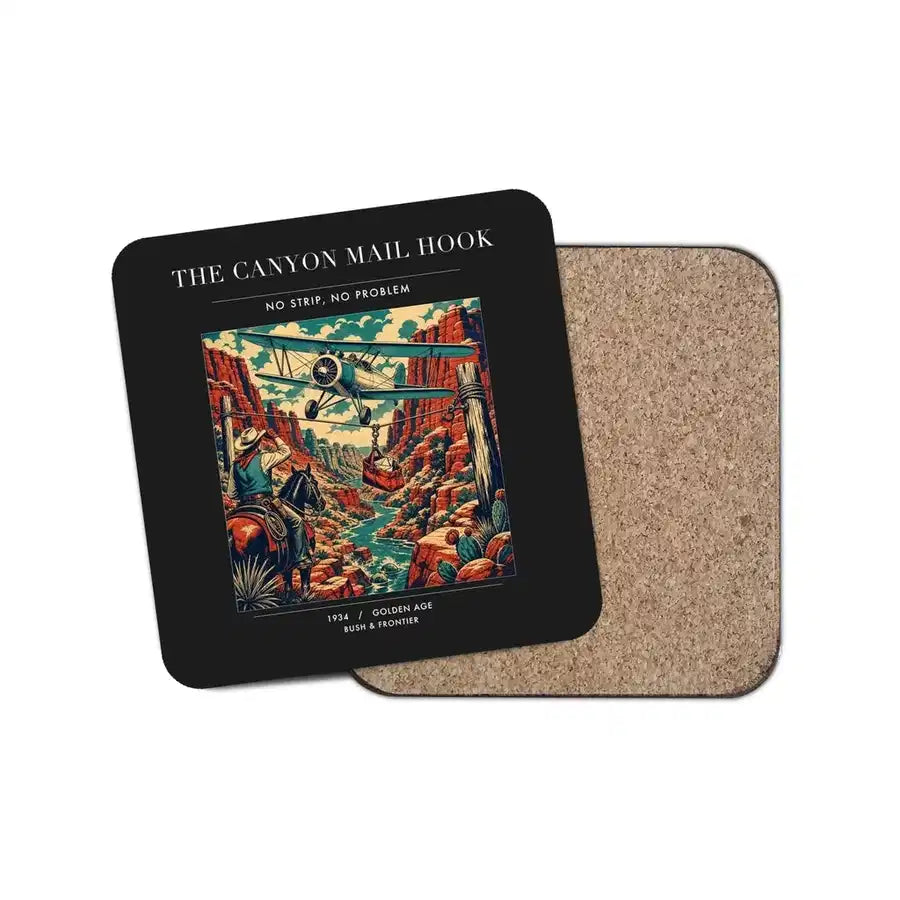 The Canyon Mail Hook - Designed Coasters design on black 1-piece