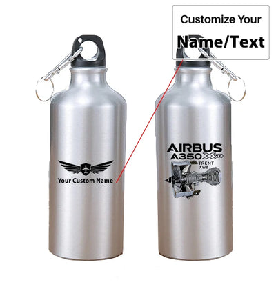 Airbus A350 & Trent Wxb Engine aviation design on thermos, vacuum-insulated.