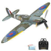 Thumbnail for Side view of Spitfire 4CH RC Fighter RTF (Aileron, Gyro, Aerobatics, 3 Modes) Camouflage Blue aviation RC model in durable AB.