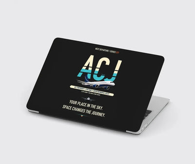 Airbus ACJ TwoTwenty design on black MacBook case