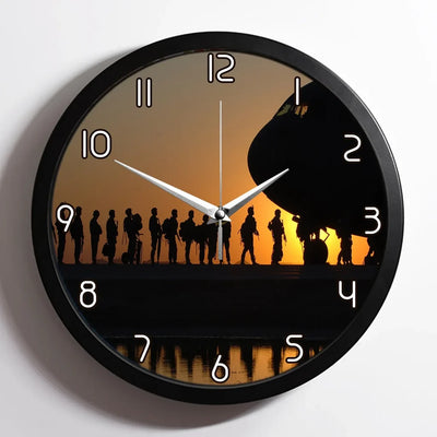 Band of Brothers Theme Soldiers aviation design on premium wood and metal wall clock.