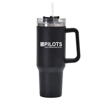 Thumbnail for Pilots They Know How To Fly 40oz Stainless Steel Car Mug With Holder aviation design on 40oz car mug, 40oz vacuum-insulated.