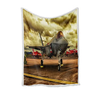Thumbnail for Fighter Jet 35 at Airbase Bed Blankets & aviation print on soft fleece blanket.