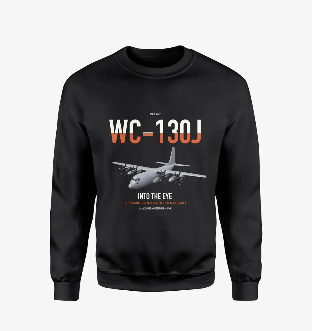 WC-130J Hurricane Hunter design on black sweatshirt
