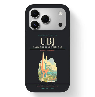 Ube Airport (UBJ) design on black iPhone 17 Pro MagSafe case