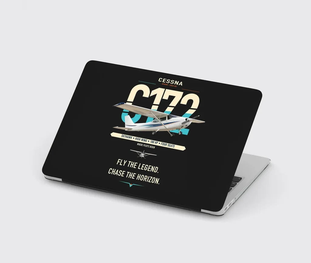 Cessna 172 Skyhawk design on black MacBook case