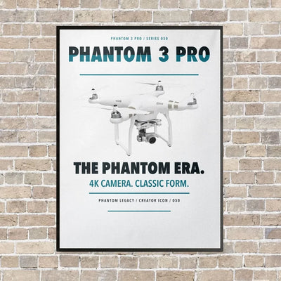 DJI Phantom 3 Professional vertical canvas print - framed - white background