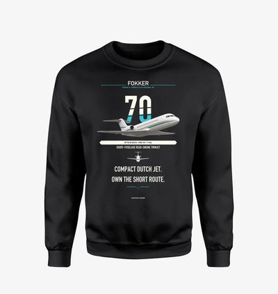 Fokker 70 design on black sweatshirt