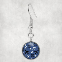 Thumbnail for Fly Be Free Blue aviation earrings, hypoallergenic alloy body with engraved detail.