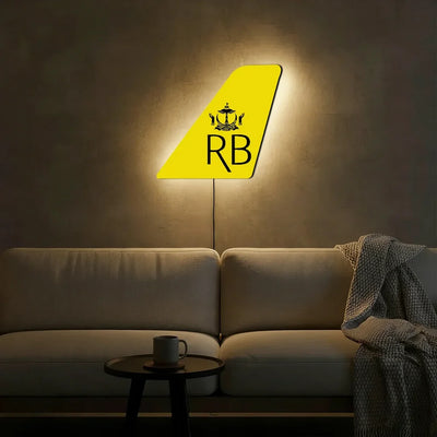 Royal Brunei Airlines aviation design on durable metal with LED aircraft tail wall art.