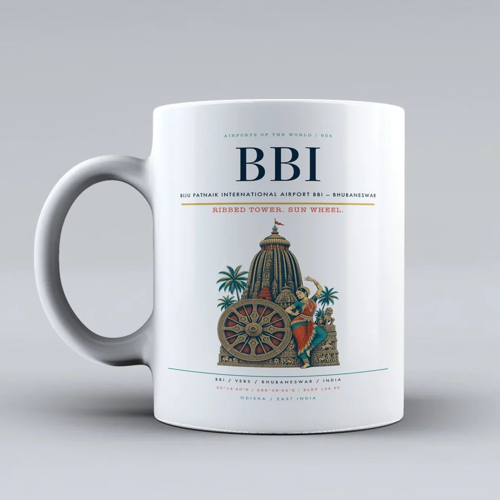 Patnaik International Airport BBI — Bhubaneswar Mug design on white biju