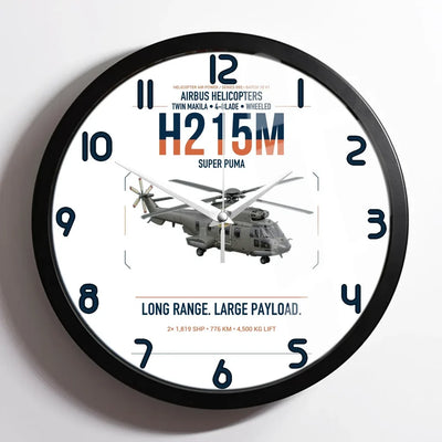 Airbus H215M design on white framed wall clock