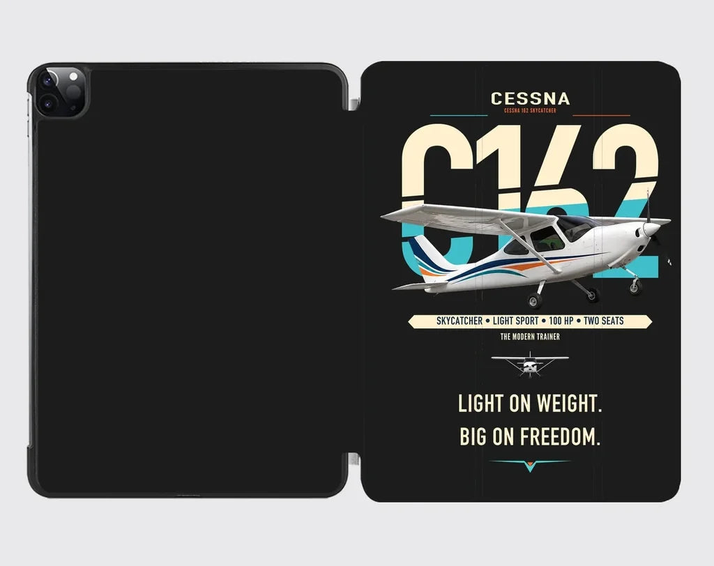 Cessna 162 Skycatcher design on black ipad tablet case