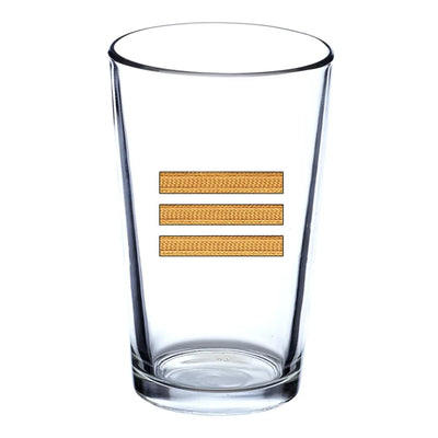 Golden Pilot Epaulettes (3 Lines) Beer & aviation design on beer water glass, versatile drinkware.
