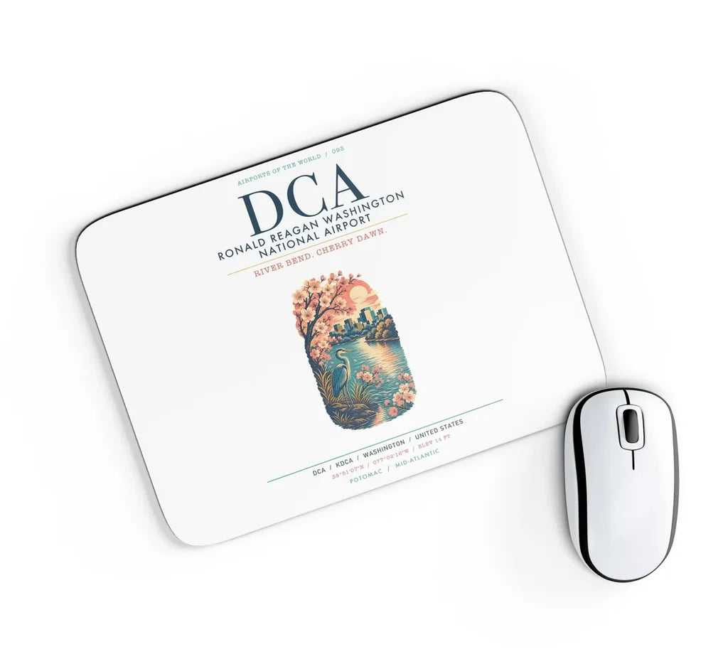 Ronald Reagan Washington National Airport (DCA) design on white rectangle mouse pad