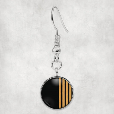 Side view of Special Pilot Epaulettes 4 Lines aviation earrings in hypoallergenic alloy, polished finish.