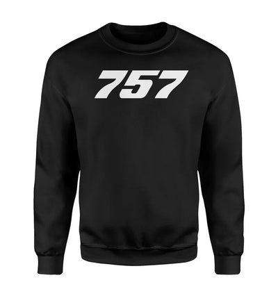 Boeing 757 Flat Text aviation design printed on soft cotton blend sweatshirt.