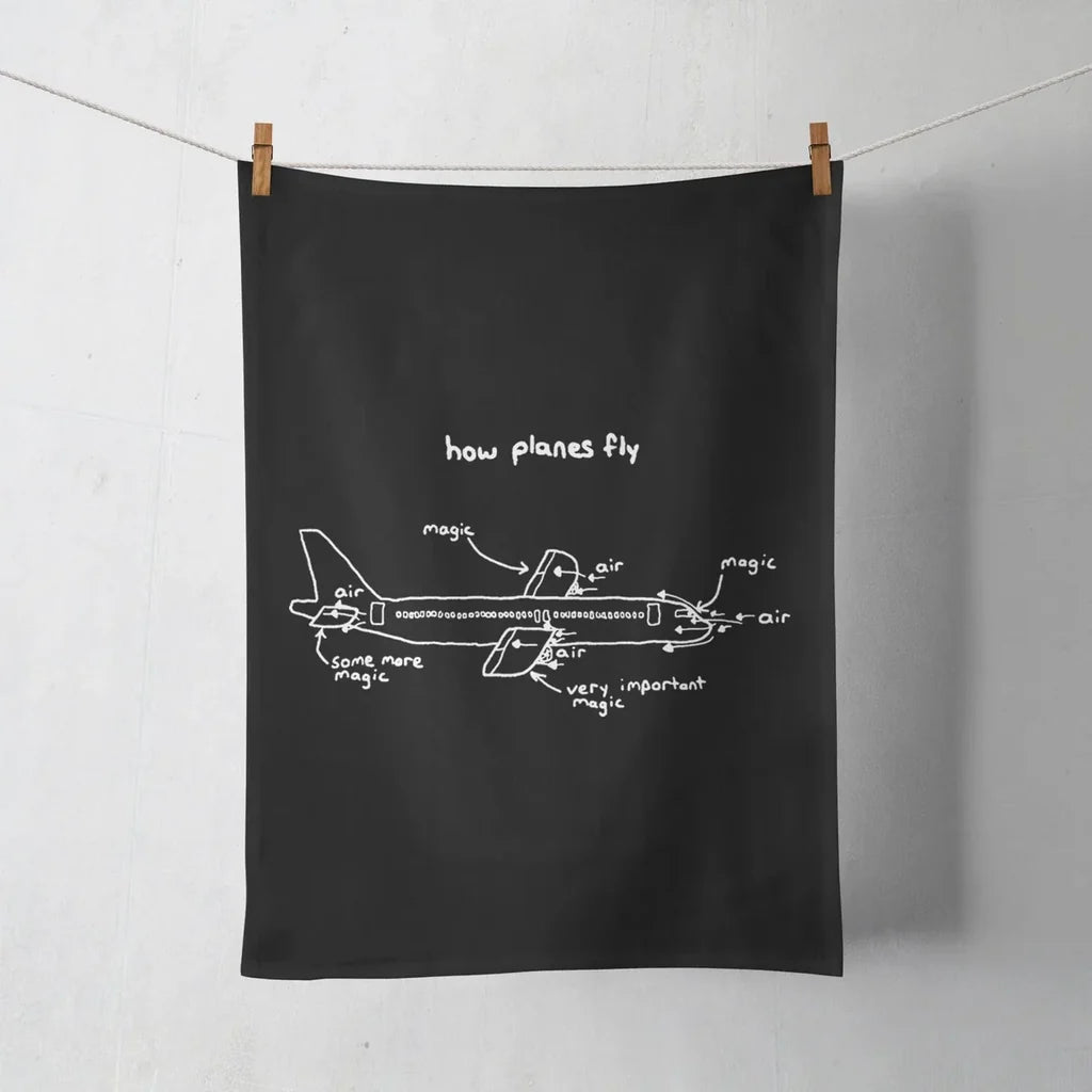 How Planes Fly aviation design on soft absorbent cotton towel.