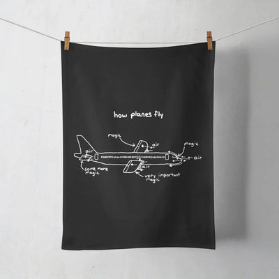 How Planes Fly aviation design on soft absorbent cotton towel.
