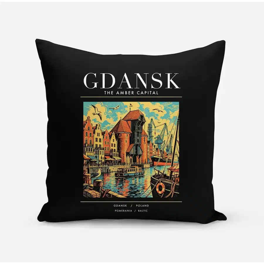 GDANSK - Poster - Pillow - Black