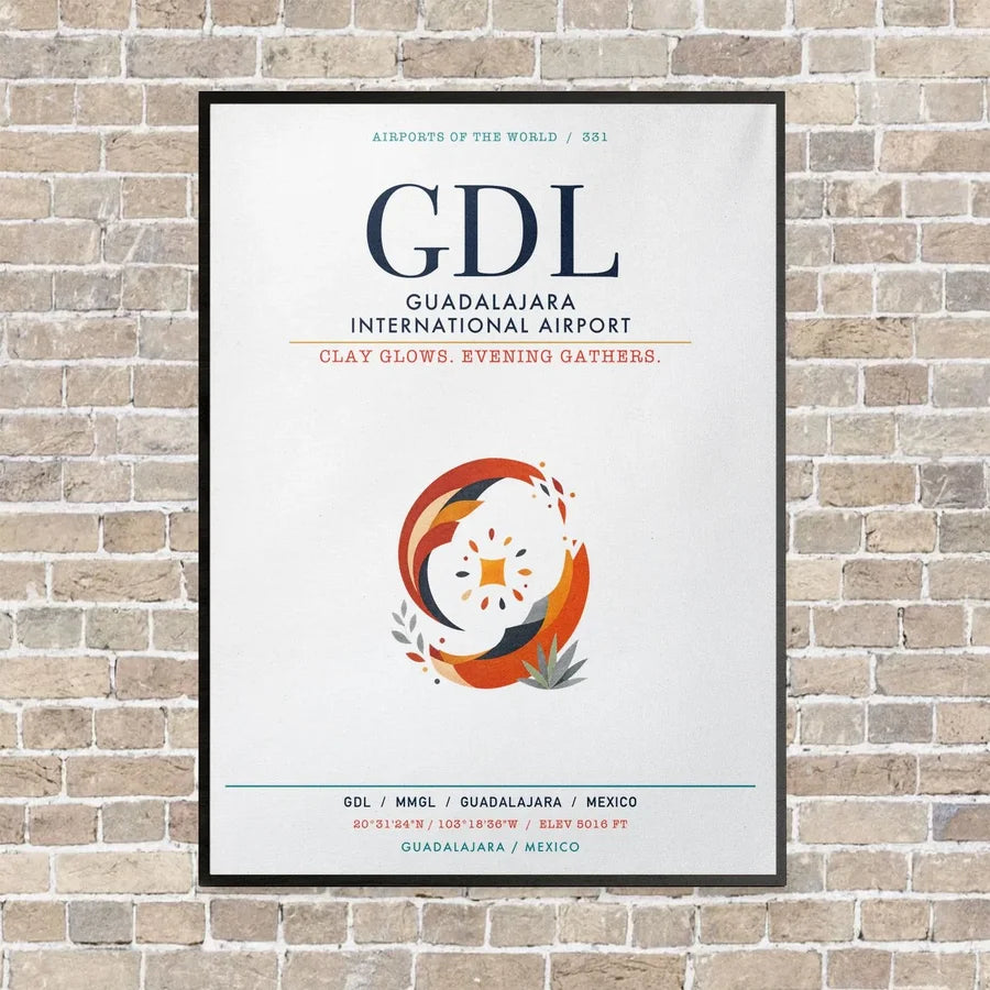 Guadalajara International Airport GDL vertical canvas print - framed - white background
