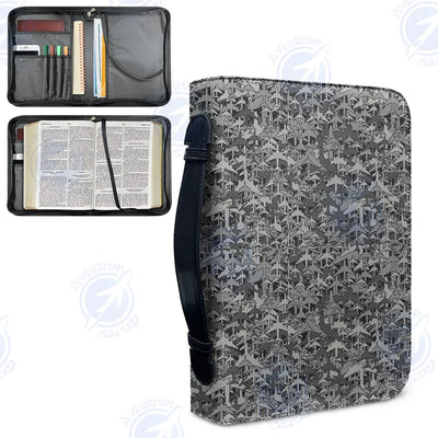 Dark Coloured Airplanes aviation design PU accessories bag, PU faux leather construction.