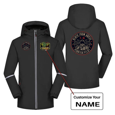 Fighter Jet 16 - Death From Above Rain Coats & aviation design printed on waterproof shell with full-length cut rain coat.