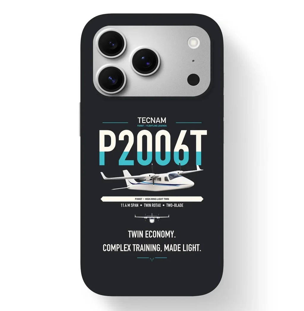Tecnam P2006T design on black magsafe iphone case, for iPhone 17 Pro