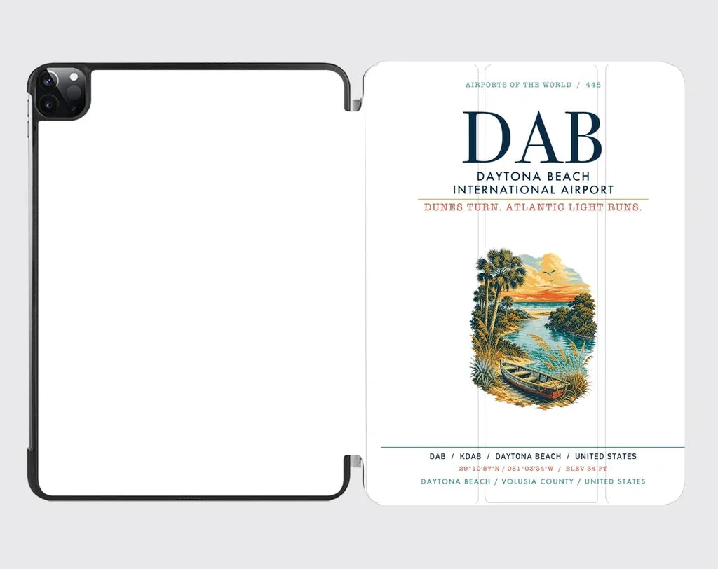Daytona Beach International Airport (DAB) design on white ipad tablet case
