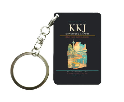 Kitakyushu Airport (KKJ) design on black key chain