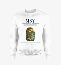 Thumbnail for Louis Armstrong New Orleans International Airport (MSY) design on white sweatshirt