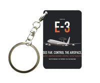 Thumbnail for E-3 Sentry AWACS design on black designed key chain, double-side print