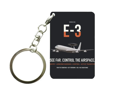 E-3 Sentry AWACS design on black designed key chain, double-side print