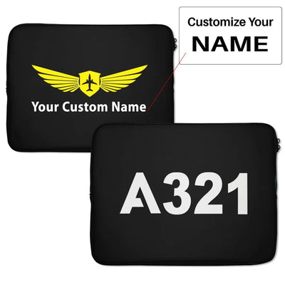 Airbus A321 Flat Text Laptop & aviation themed laptop & tablet case for laptop or tablet.