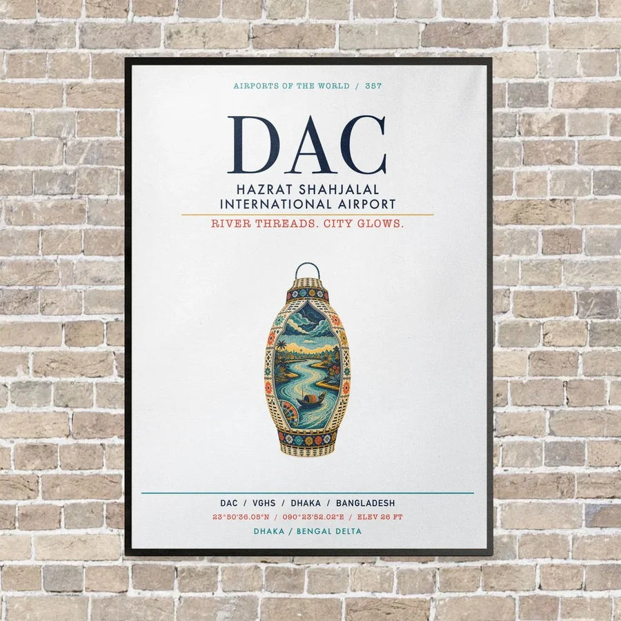 Hazrat Shahjalal International Airport Dhaka DAC vertical canvas print - framed - white background