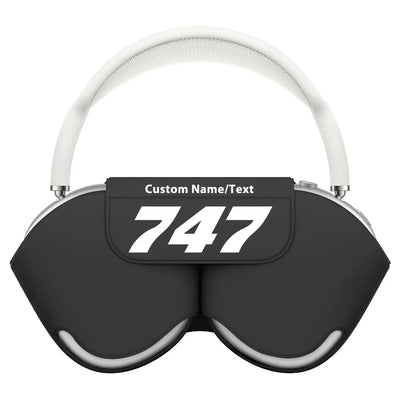 Boeing 747 Flat Text aviation design on AirPods Max case for AirPods Max.