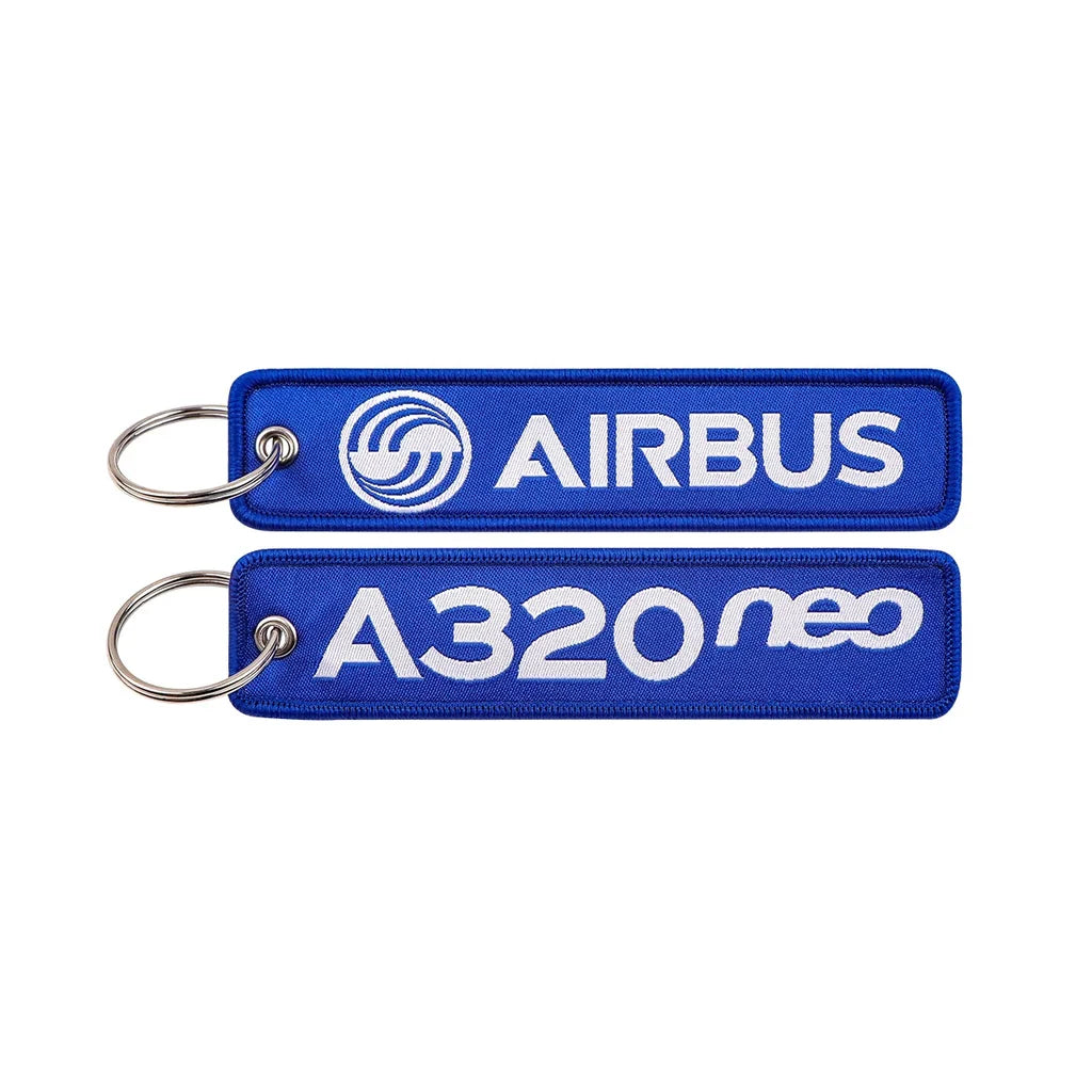 Airbus A320NEO aviation Remove Before Flight key chain, aviation-tag style webbing.