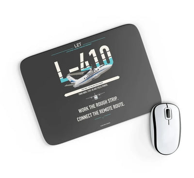 LET L-410 UVP-E20 design on black rectangle mouse pad
