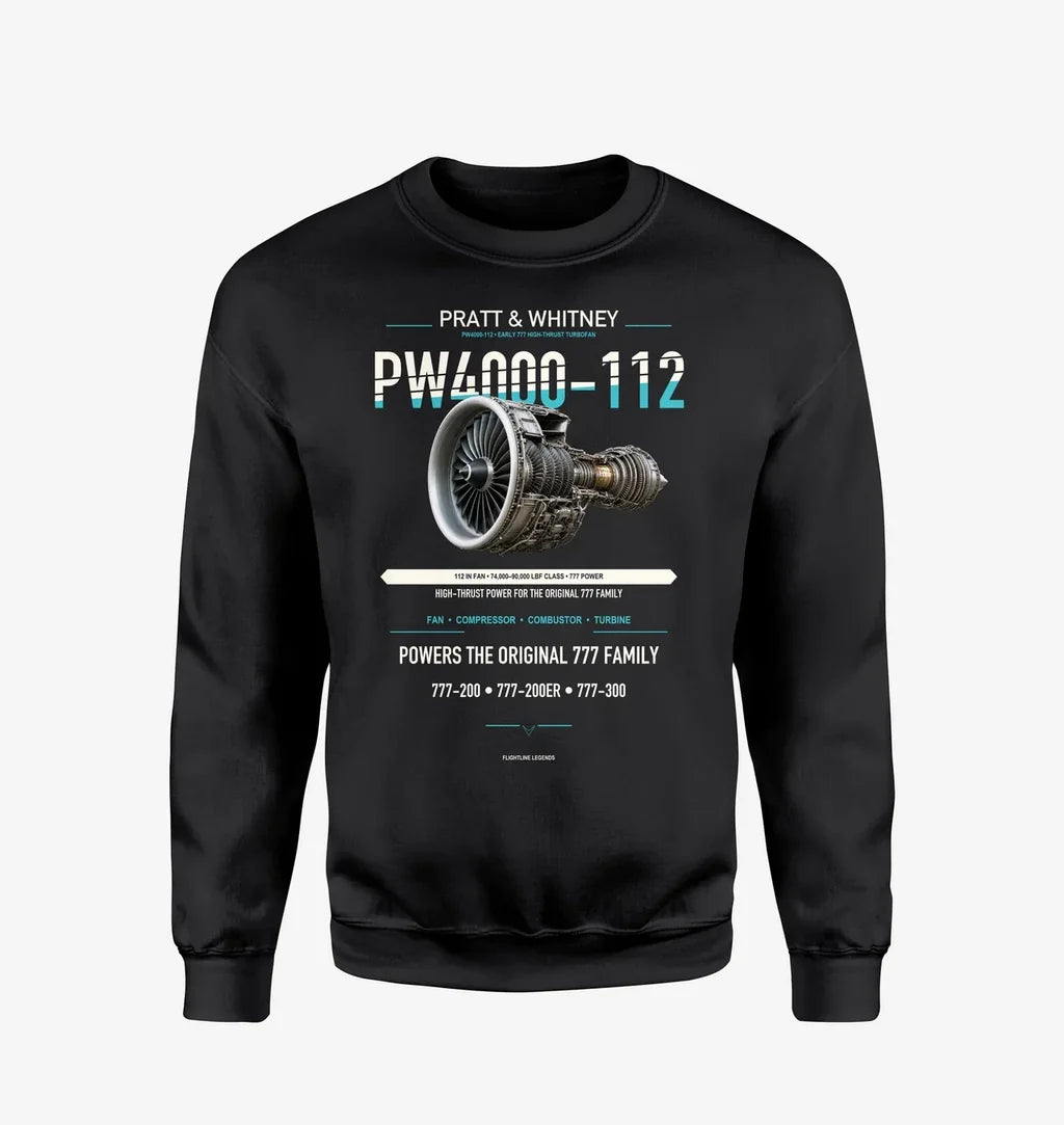 PW4000-112 design on black sweatshirt