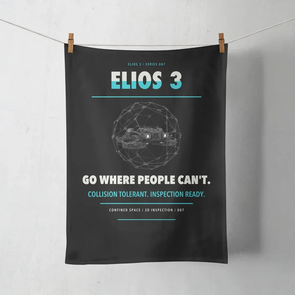 Flyability Elios 3 design on black towel