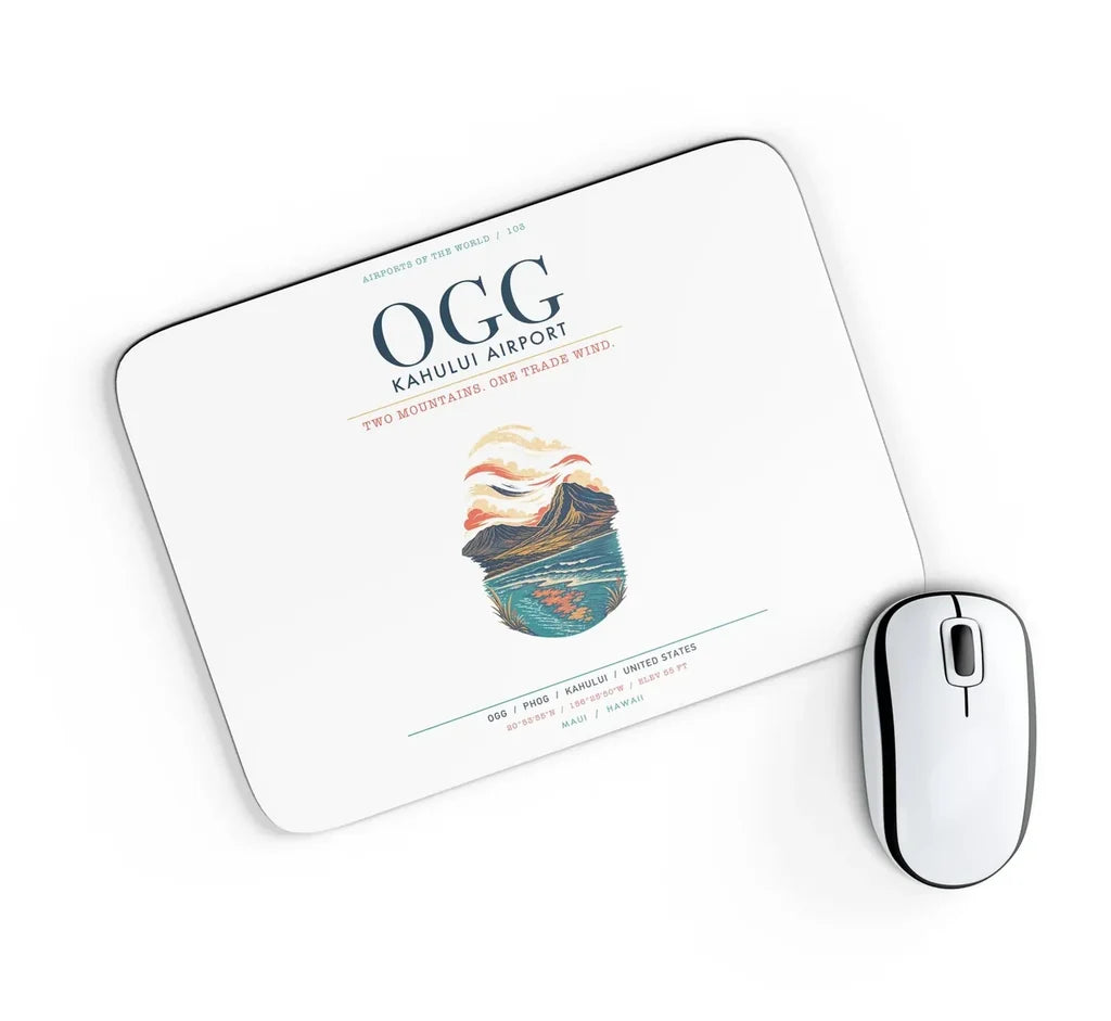 Kahului Airport (OGG) design on white rectangle mouse pad