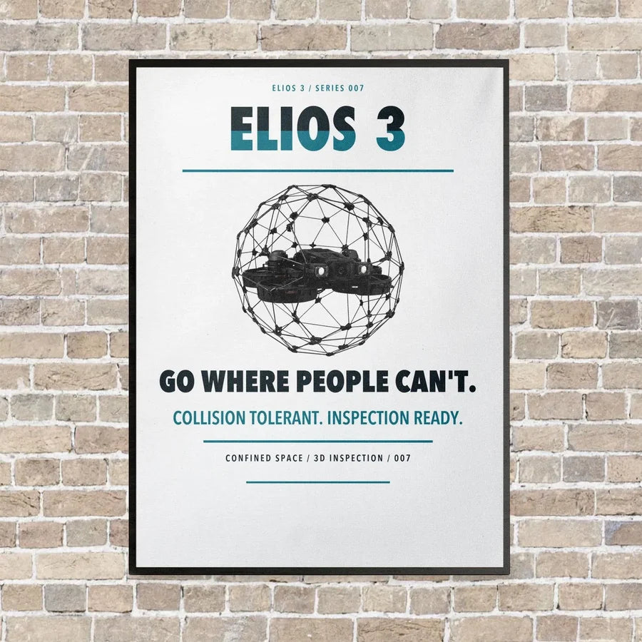 Flyability Elios 3 vertical canvas print - framed - white background