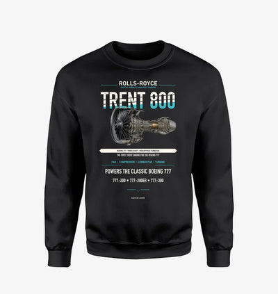 TRENT 800 design on black sweatshirt