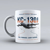 Thumbnail for KC-130J SUPER HERCULES design on white ceramic mug, double-side print