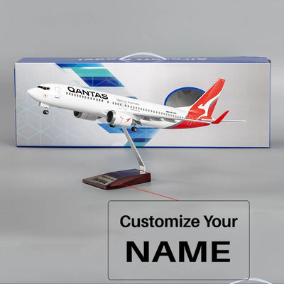 Side view of Qantas Airlines Airline Boeing 737 MAX (Special Edition 47CM) Airplane Model aviation LED model airplane in diec.