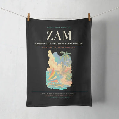 Zamboanga International Airport (ZAM) design on black towel