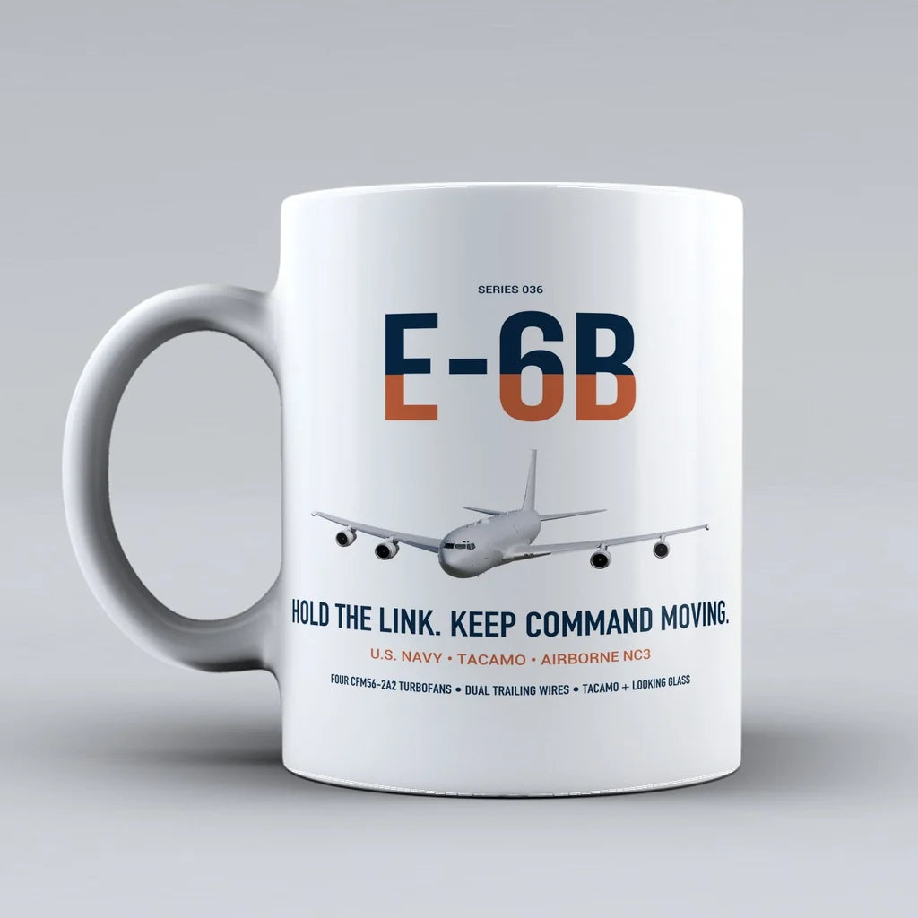 E-6B Mercury design on white ceramic mug, double-side print