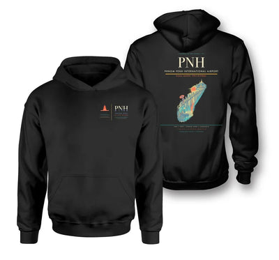 Phnom Penh International Airport (PNH) design on black double-side hoodie